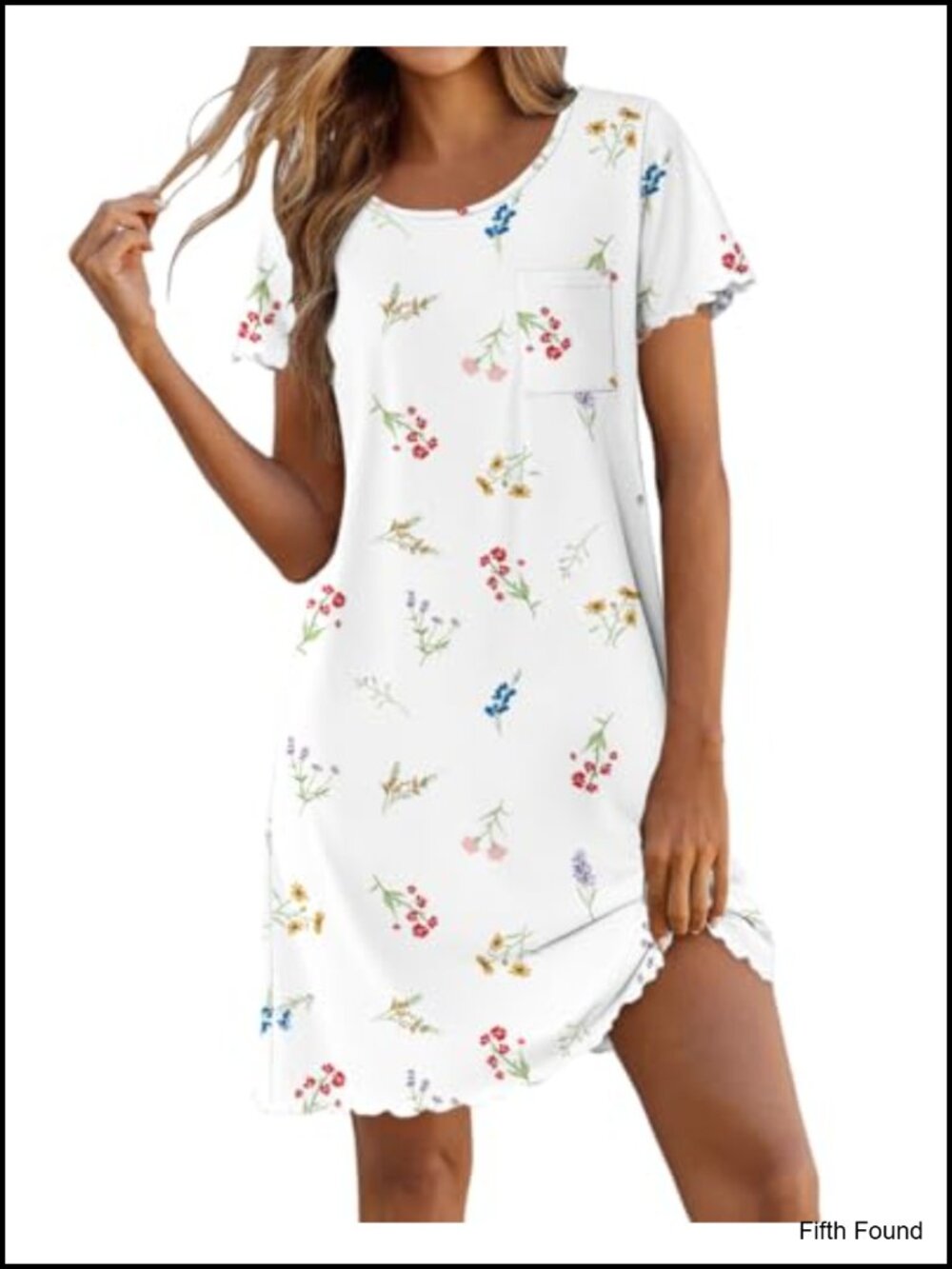 Bamboo Viscose Sleep Shirt Short Sleeve Nightgown Ruffled Hem